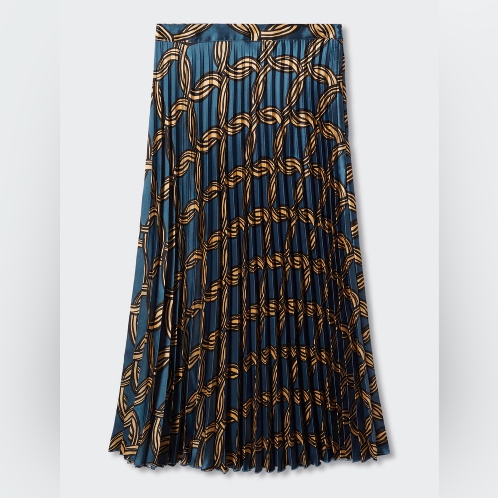 MANGO Blue and Gold Skirt NWT